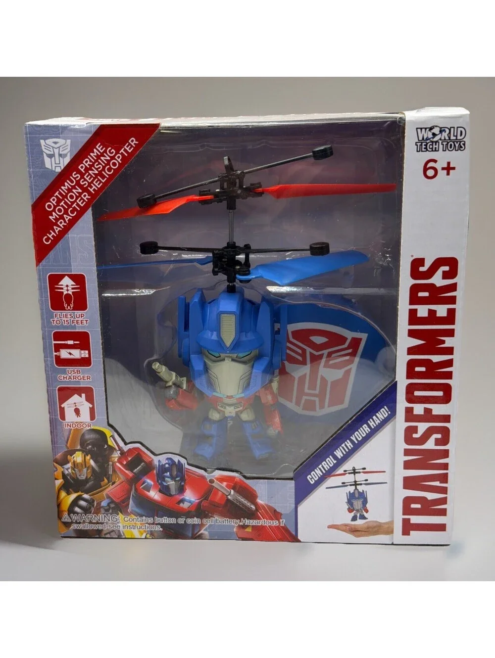 Transformers Optimus Prime Bundle Motion Sensing Helicopter & Reversible Plushie